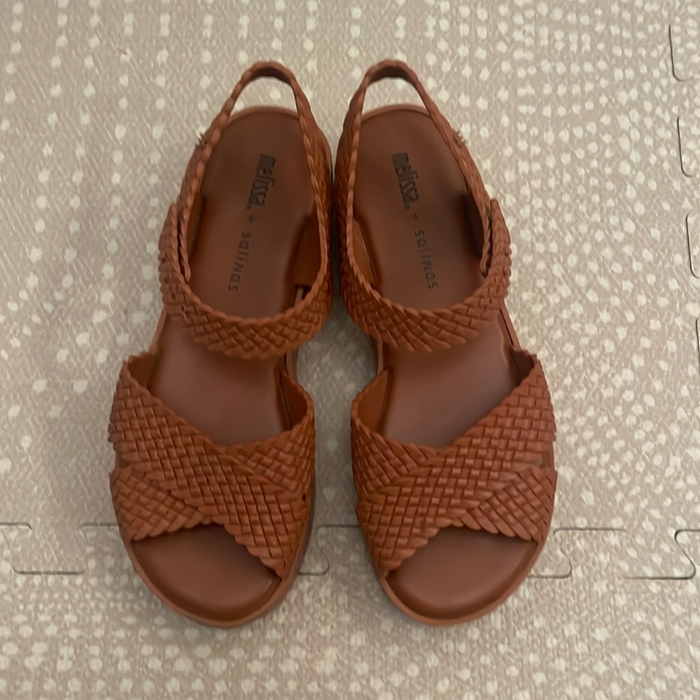 Women's Melissa + Salinas Brown Brick Braided Strappy Platform Sandals Size 8